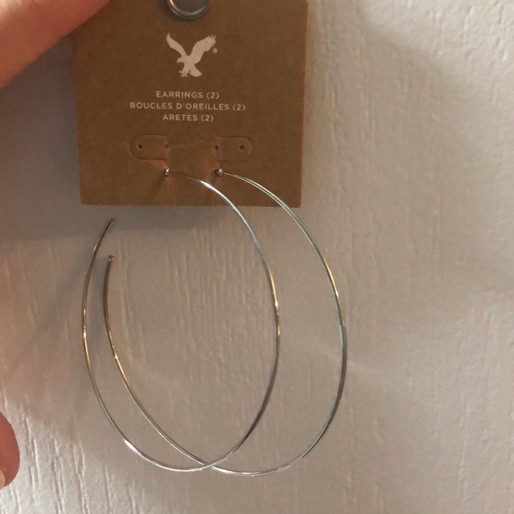 American Eagle Silver Hoops NEVER WORN
